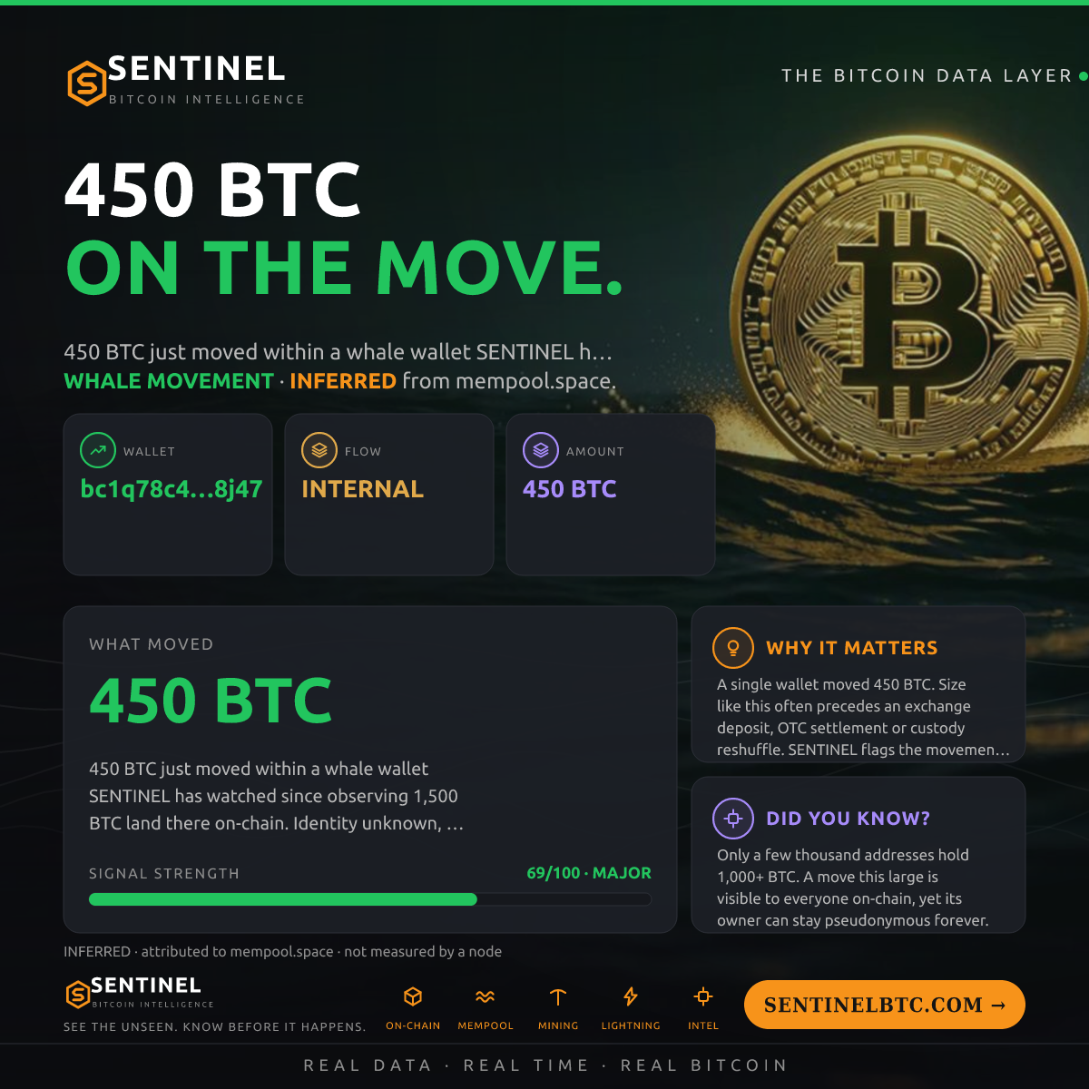 WHALE WALLET: 450 BTC SHUFFLED