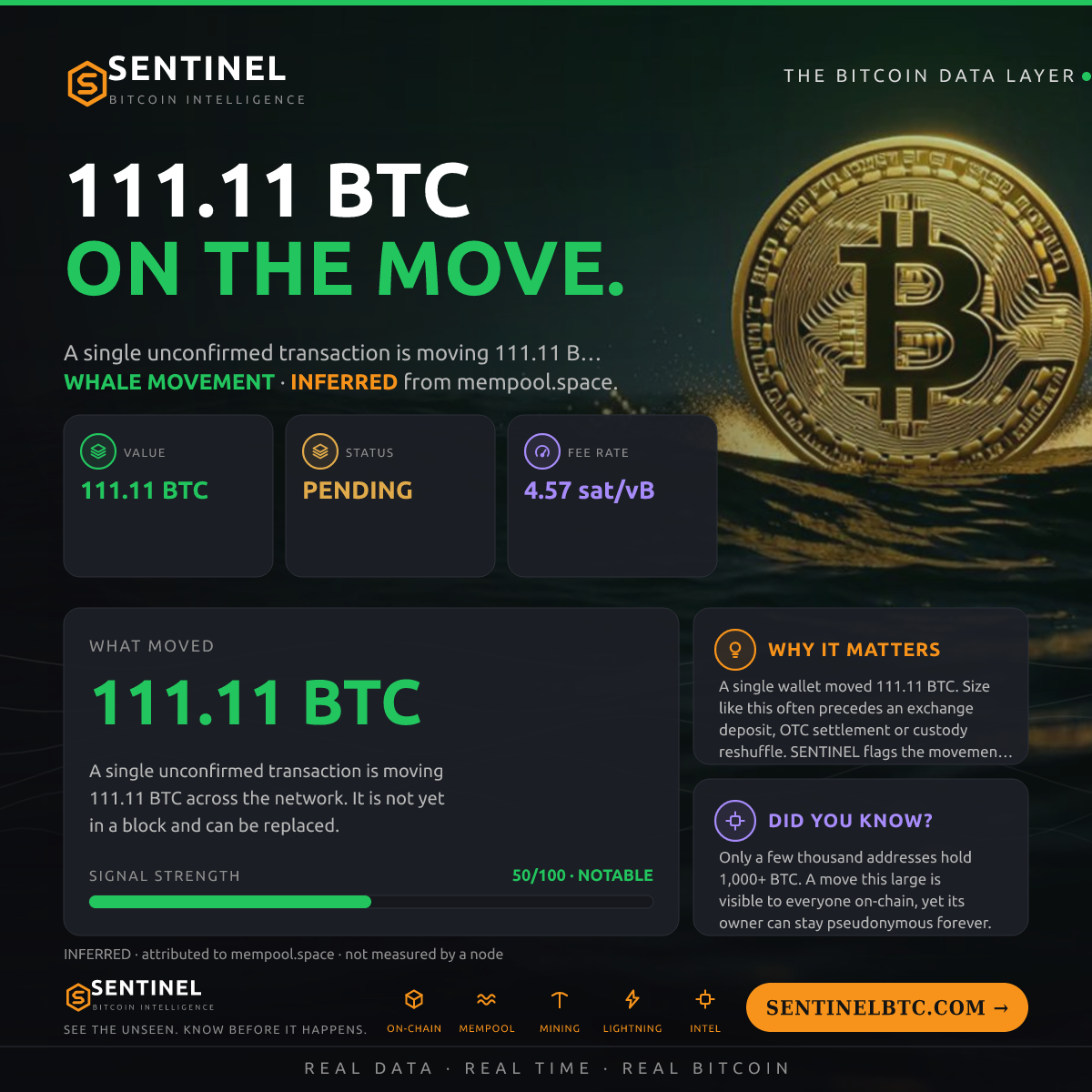 111.11 BTC ENTERED THE MEMPOOL