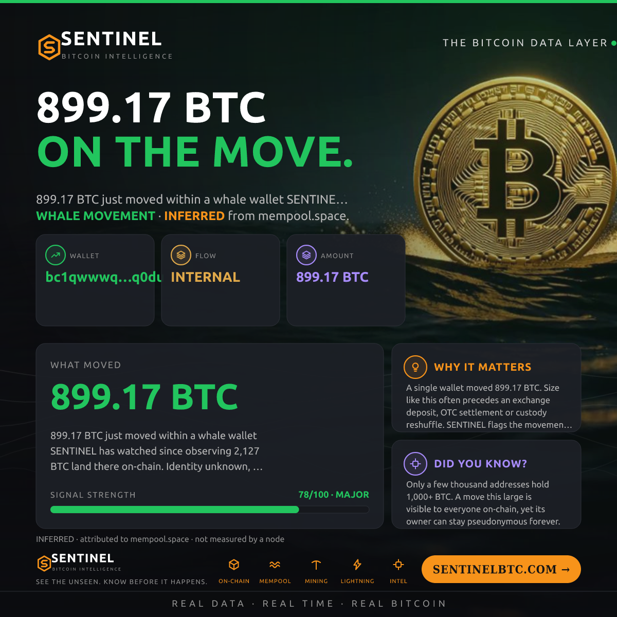 WHALE WALLET: 899.17 BTC SHUFFLED